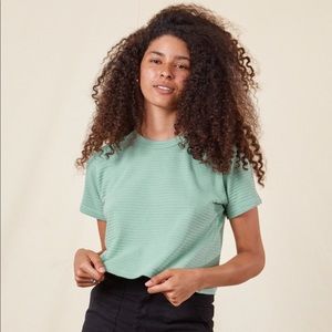 Big Bud Press Cropped Honeycomb Tee in Sage Green